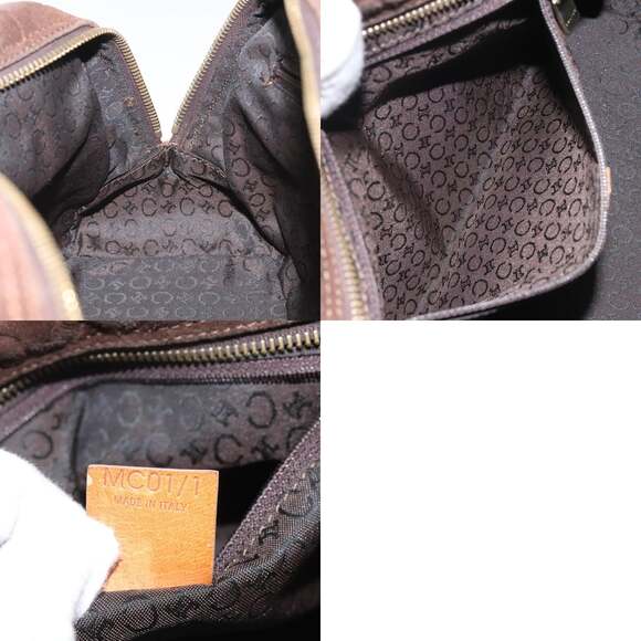 CELINE C Macadam Canvas Hand Bag Suede Brown Gold - Picture 12 of 12